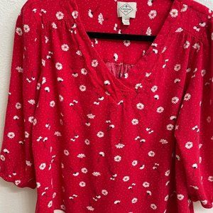 Red Floral Blouse Size Large